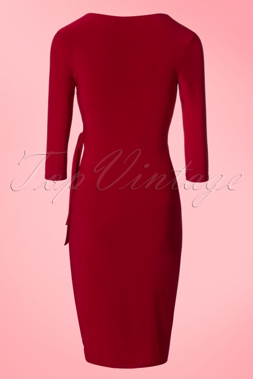 Vintage Chic for Topvintage - 50s Layla Cross Over Pencil Dress in Dark Red 5
