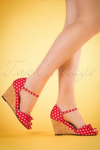 Ruby Shoo - Molly Polkadot Wedges in Rot