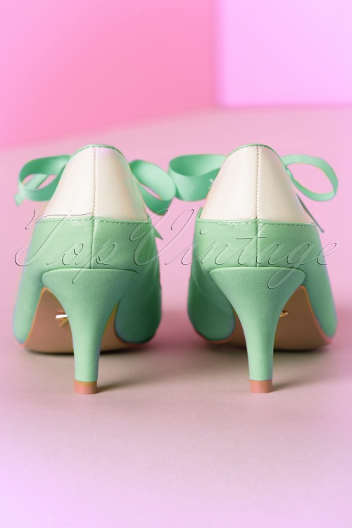 Lulu Hun - 50s Jeannie Pumps in Mint and White 4