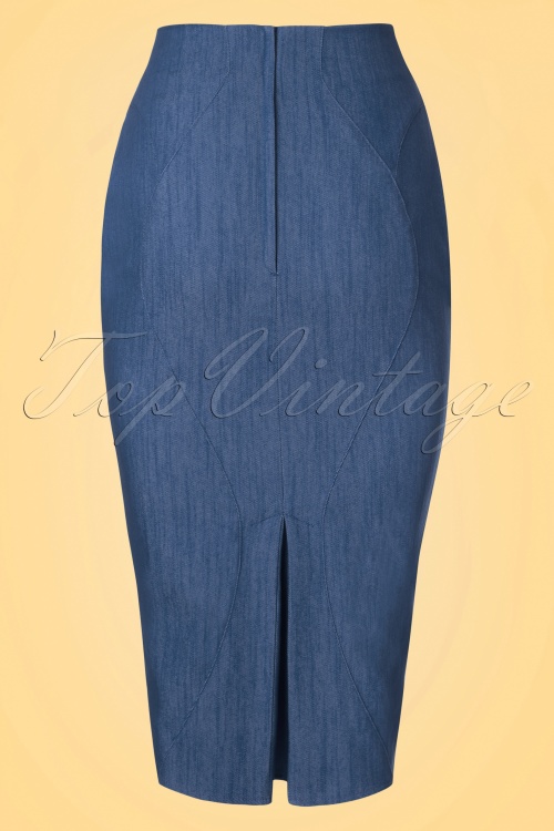 Miss Candyfloss - 50s Nicky Lee Denim Pencil Skirt in Navy 3