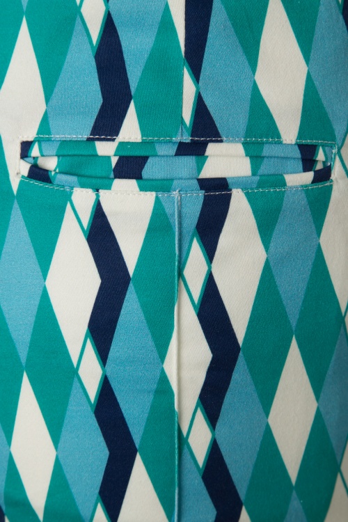 Collectif Clothing - Bonnie Atomic Harlequin Trousers Années 50 en Bleu et Jade 3