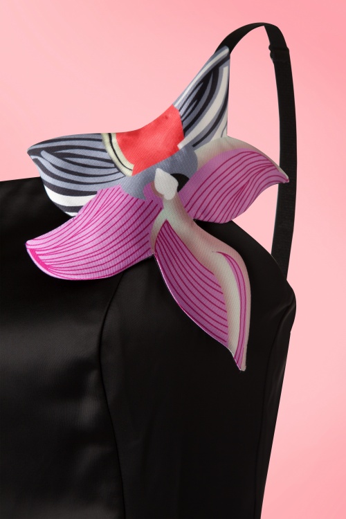 Collectif Clothing - Linette Orchid Swing Dress Années 50 en Noir 5