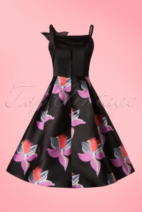 Collectif Clothing - Linette Orchid Swing Dress Années 50 en Noir 6