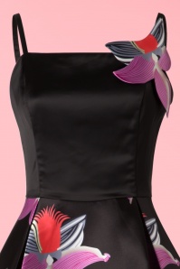 Collectif Clothing - Linette Orchid Swing Dress Années 50 en Noir 4