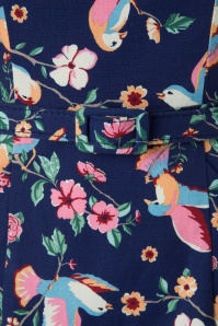 Collectif Clothing - Ines Charming Bird Pencil Dress Années 50 en Bleu Marine 5