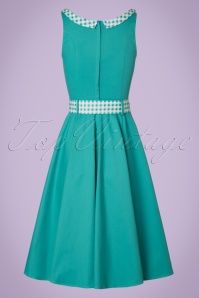 Collectif Clothing - Kitty Gingham Swing Dress Années 50 en Vert Jade 6