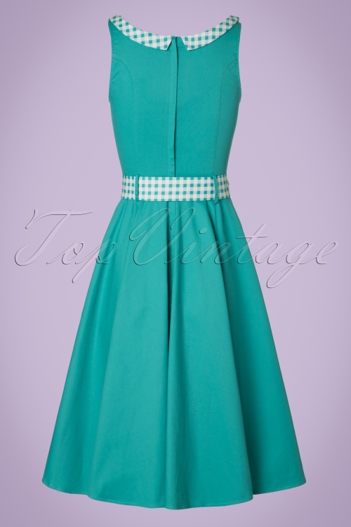 Collectif Clothing - 50s Kitty Gingham Swing Dress in Jade Green 6