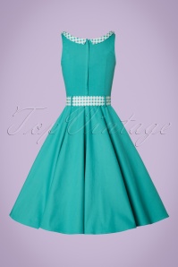 Collectif Clothing - Kitty Gingham Swing Dress Années 50 en Vert Jade 5