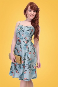 Collectif Clothing - 50s Fairy Bird of Paradise Doll Dress in Light Blue 6