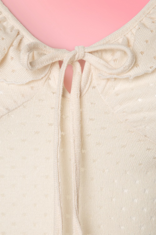 Vixen - Francine gegolfde top in crème 3