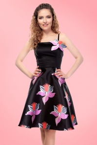 Collectif Clothing - Linette Orchid Swing-Kleid in Schwarz 9