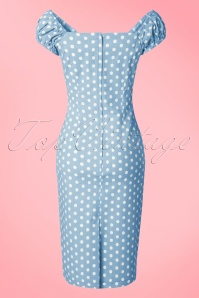 Collectif Clothing - Dolores Polkadot-jurk in lichtblauw en wit 5
