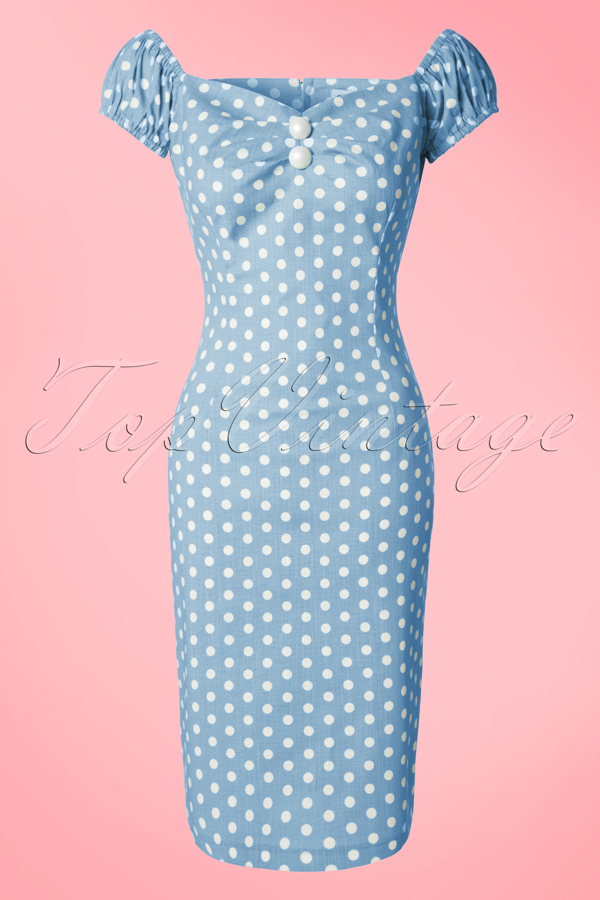 Collectif Clothing - Dolores Polkadot-jurk in lichtblauw en wit 2