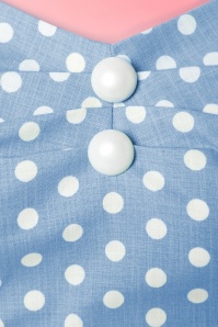Collectif Clothing - Dolores Polkadot Kleid in Hellblau und Weiß 4