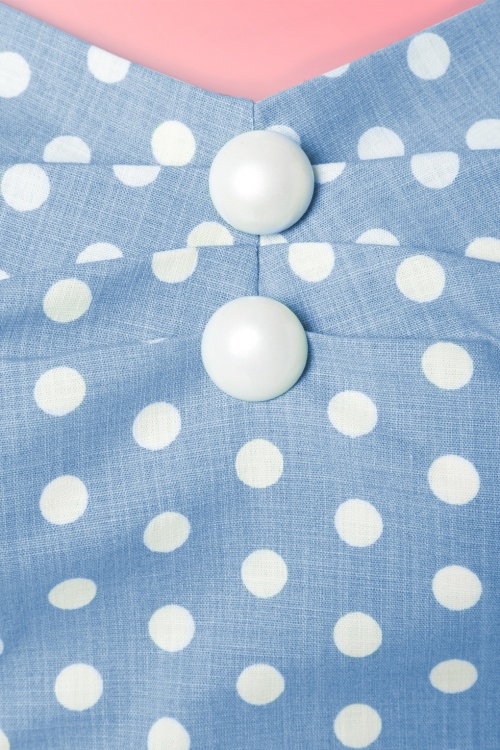 Collectif Clothing - 50s Dolores Polkadot Dress in Light Blue and White 4