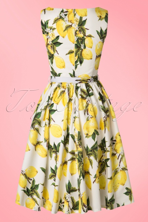 Lindy Bop - 50s Audrey Lemon Swing Dress in White and Yellow 6