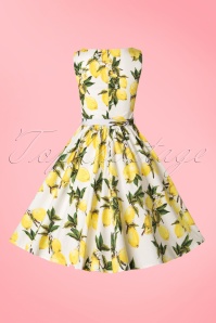 Lindy Bop - 50s Audrey Lemon Swing Dress in White and Yellow 7