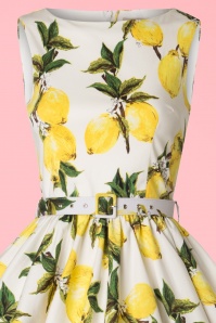 Lindy Bop - 50s Audrey Lemon Swing Dress in White and Yellow 4