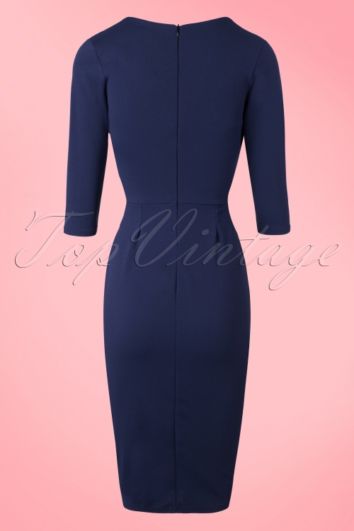 Vintage Chic for Topvintage - Denise Pencil Dress Années 50 en Bleu Marine 5