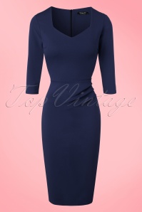 Vintage Chic for Topvintage - Denise Pencil Dress Années 50 en Bleu Marine 2