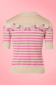 Vixen - 50s Julia Roses Sweater in Beige and Pink 3