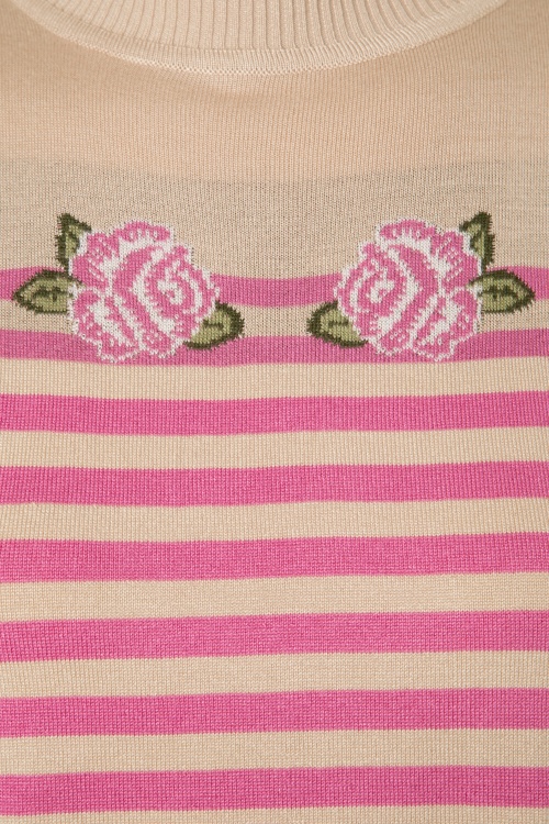 Vixen - 50s Julia Roses Sweater in Beige and Pink 4