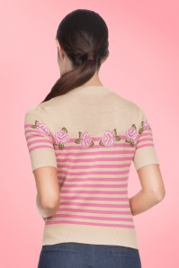 Vixen - 50s Julia Roses Sweater in Beige and Pink 6