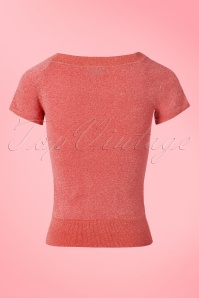 King Louie - 60s Lapis Glitter Boatneck Top in Cayenne Pink 3