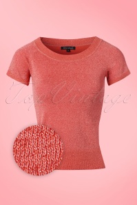 King Louie - 60s Lapis Glitter Boatneck Top in Cayenne Pink 2