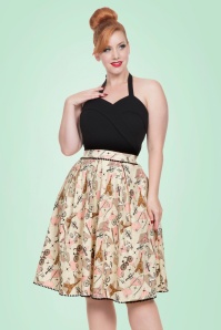 Vixen - 50s Marienne Swing Skirt in Cream 2