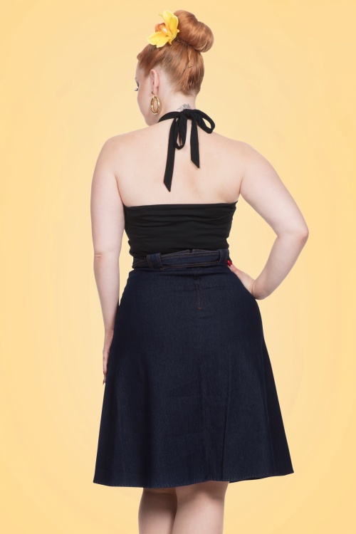 Vixen - 60s Naomi Embroidered Skirt in Denim 5