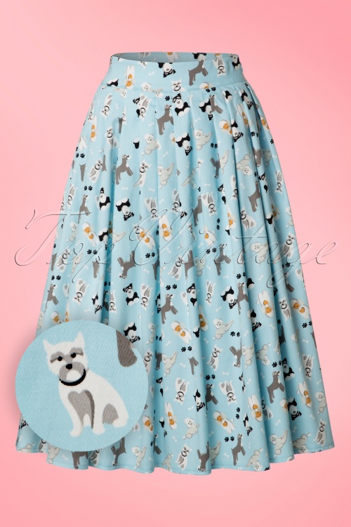 Vixen - 50s Wendy Dog Skirt in Light Blue 2
