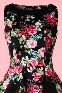 Hearts & Roses - 50s Wendy Floral Swing Dress in Black 4