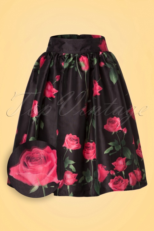 Vixen - 50s Nellie Roses Skirt in Black 2