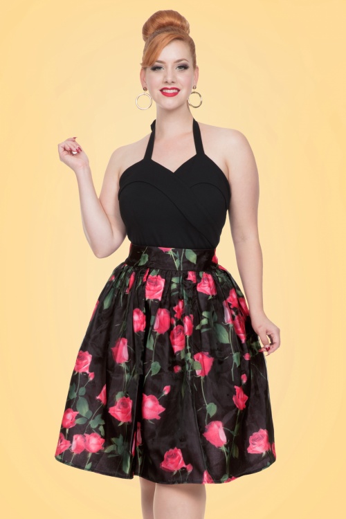 Vixen - 50s Nellie Roses Skirt in Black