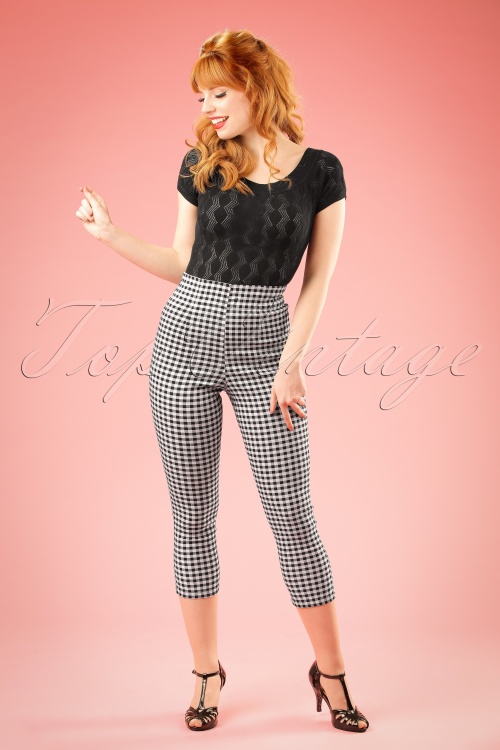Bunny - 50s Judy Capri Pants in Black and White Gingham 3