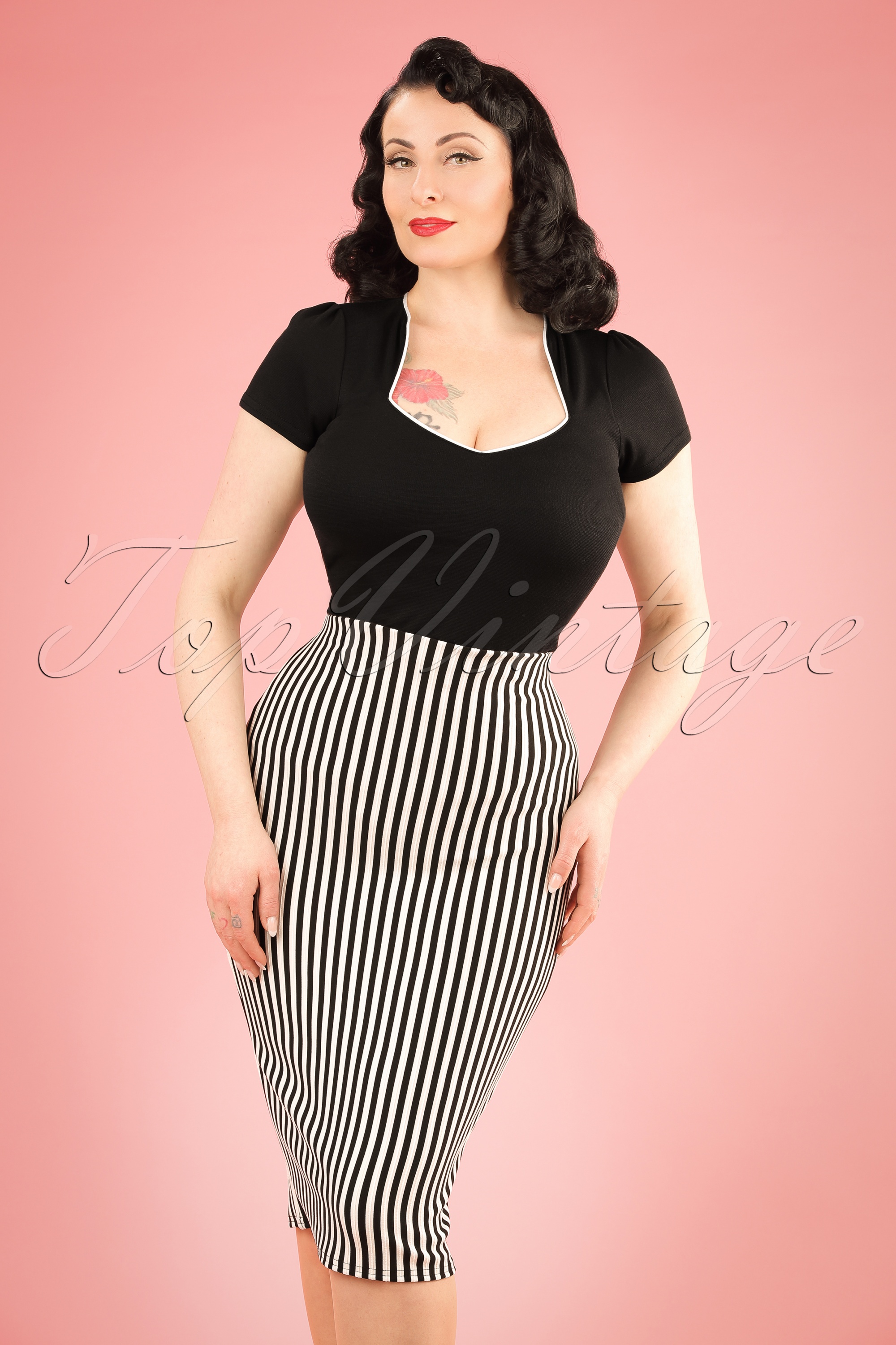 Plus size striped pencil skirt best sale