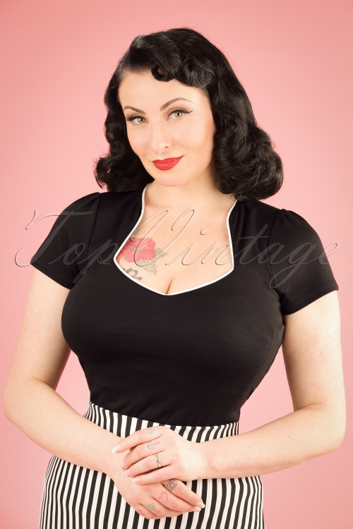 Steady Clothing - 50s Sophia Polkadot Top in Black and White