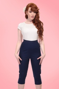Collectif Clothing - 50s Gracie Capris in Navy 5