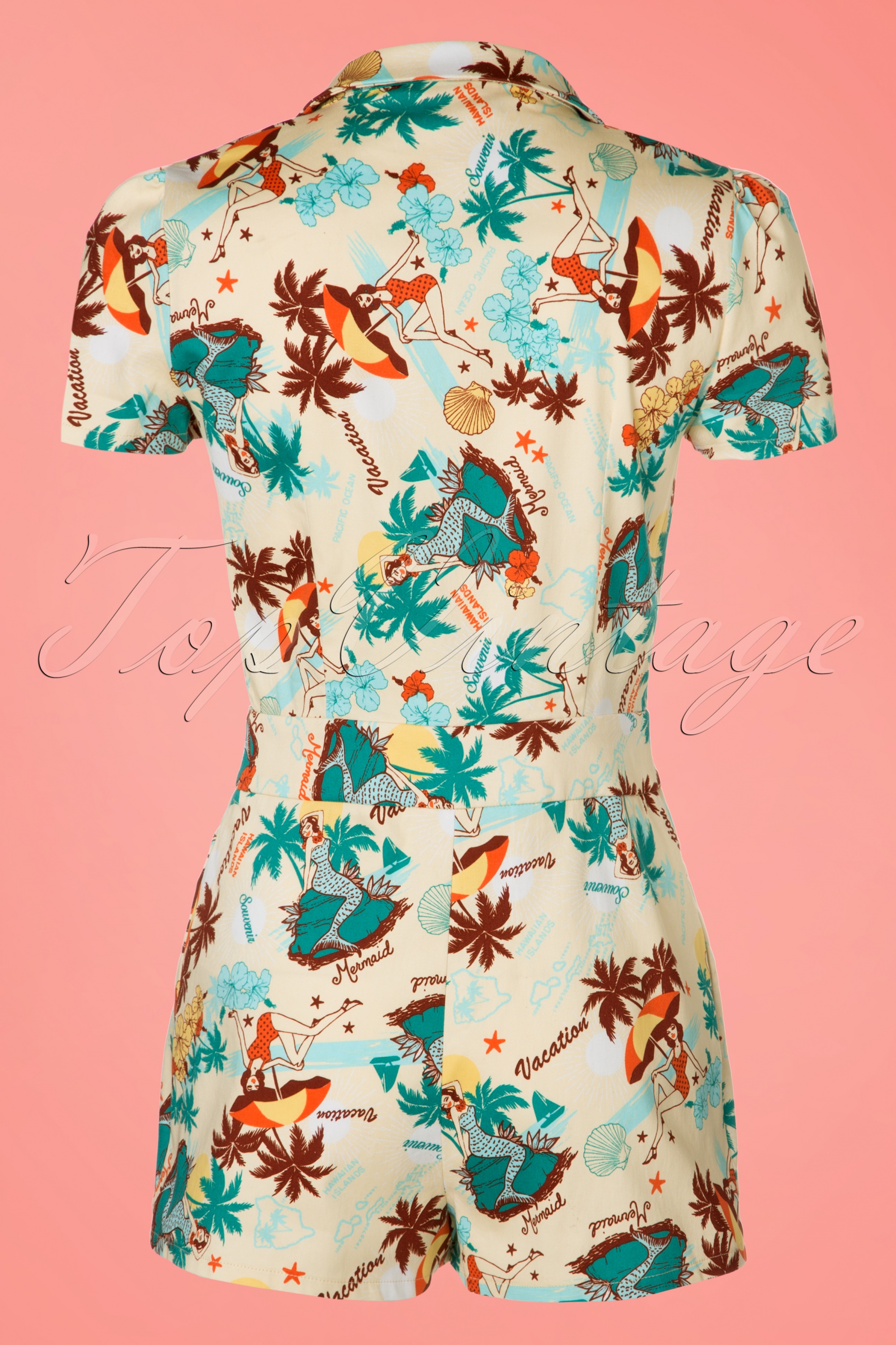 Vixen 50s Dakota Playsuit in Cream | Shop at Topvintage