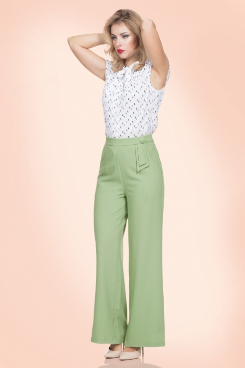 Vixen - 40s Sadie Trousers in Pastel Green 3
