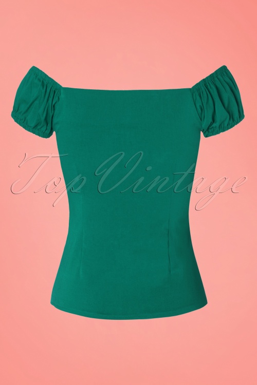 Collectif Clothing - 50s Dolores Top Carmen in Sea Green 4