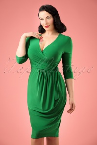Vintage Chic for Topvintage - 50s Layla Cross Over Pencil Dress in Emerald Green