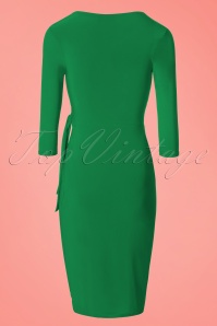 Vintage Chic for Topvintage - 50s Layla Cross Over Pencil Dress in Emerald Green 5