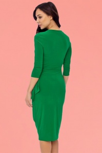 Vintage Chic for Topvintage - 50s Layla Cross Over Pencil Dress in Emerald Green 8