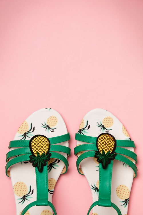 Lulu Hun - Lottie Pineapple Sandals Années 60 en Vert 3