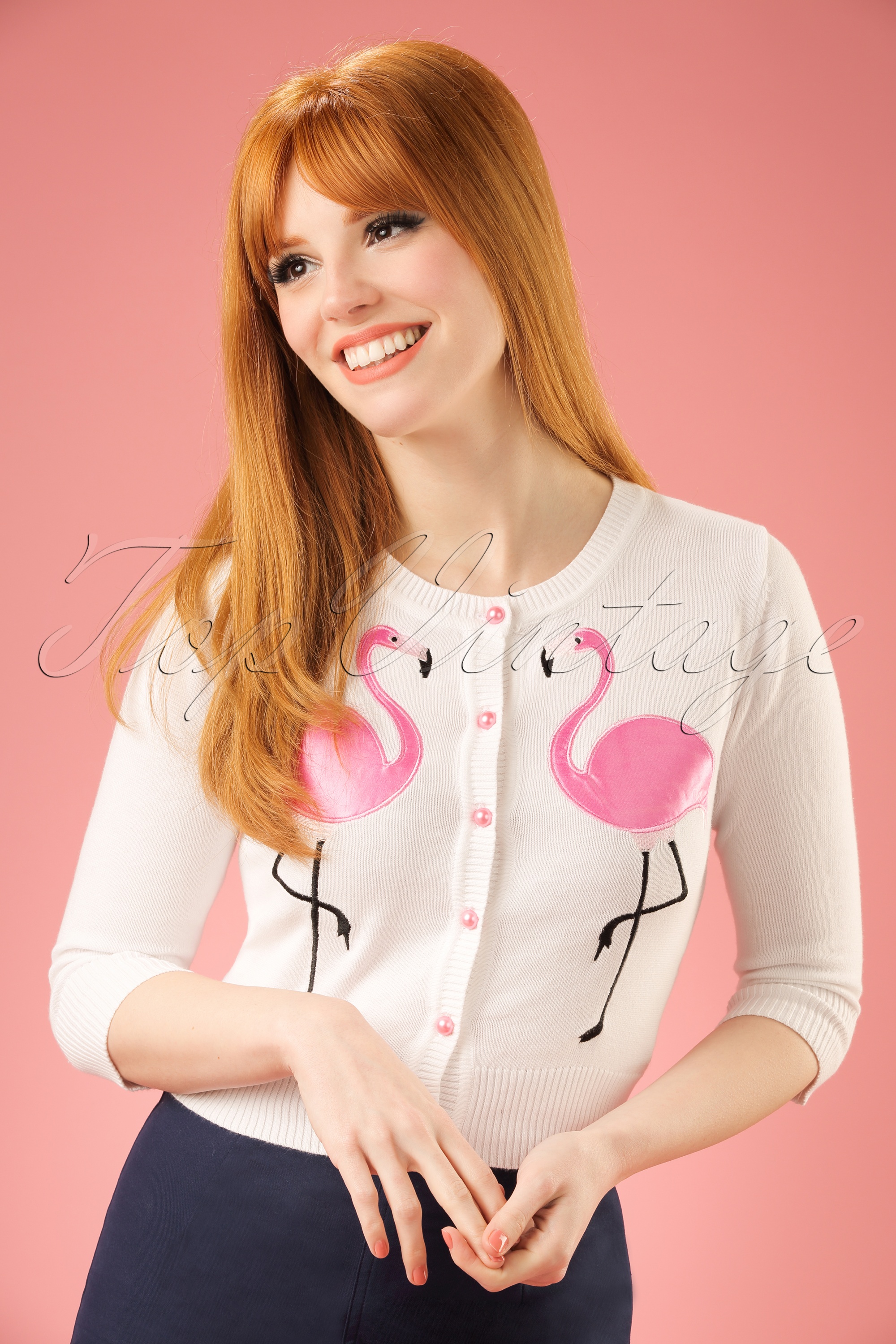 Collectif Clothing - Lucy Flamingo vest in wit