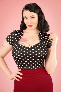 Steady Clothing - 50s Sophia Polkadot Top in Black and White 2