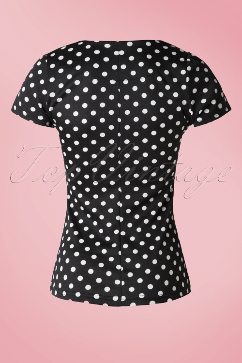 Steady Clothing - 50s Sophia Polkadot Top in Black and White 4