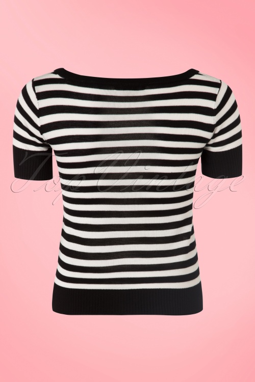 Bunny - 50s Lobster Stripes Top in Black and White 4